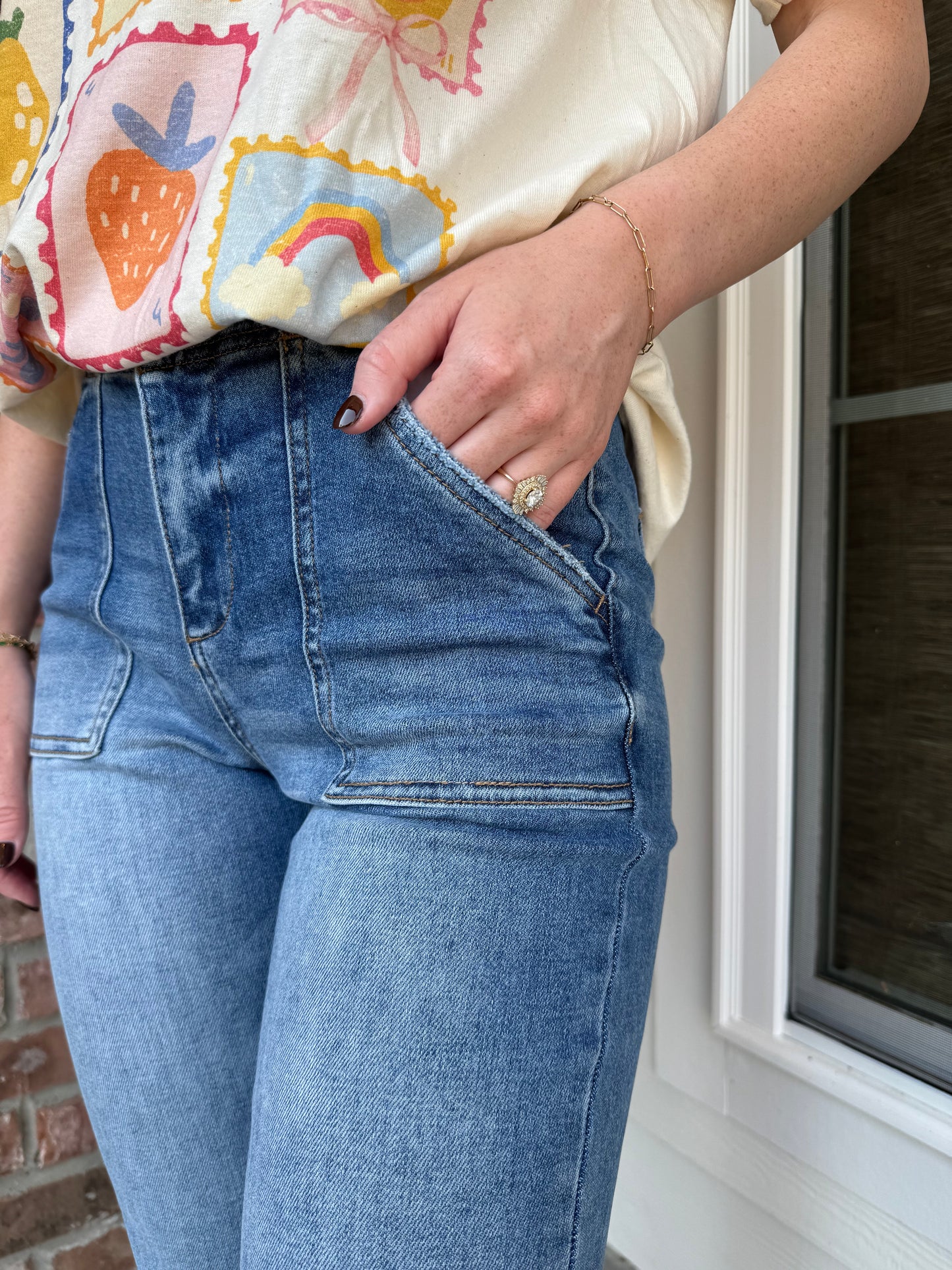 Risen Patch Pocket Flare Jeans