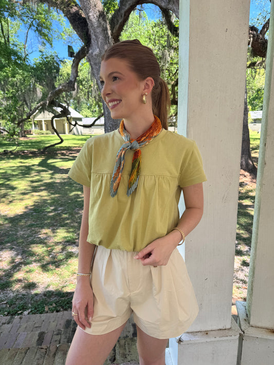 Bubble Over Olive Hem Top