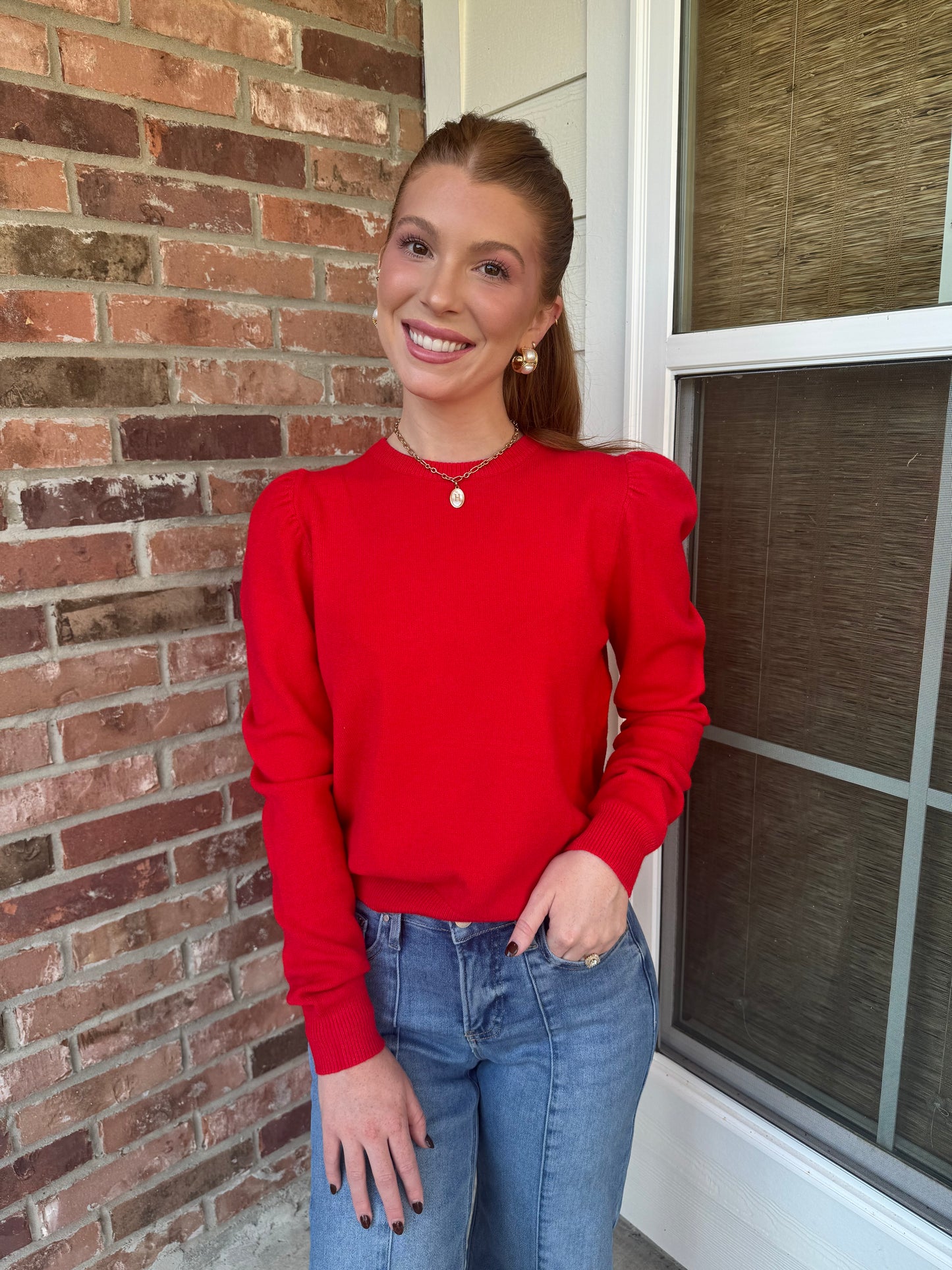 Poppy Red Crew Sweater