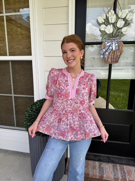 Floral Fantasy Peplum Top