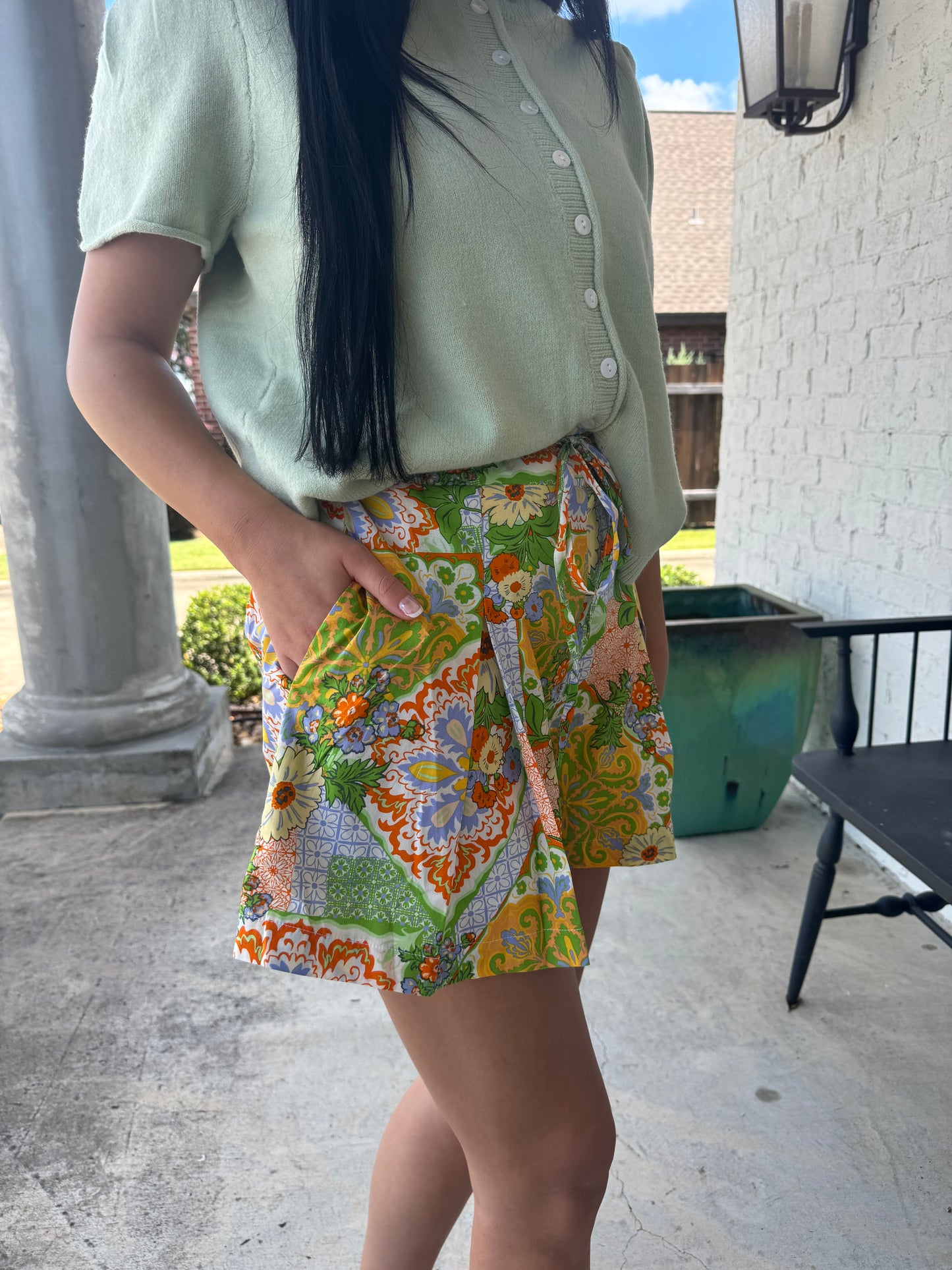 Vacation Vibes Floral Pleated Shorts