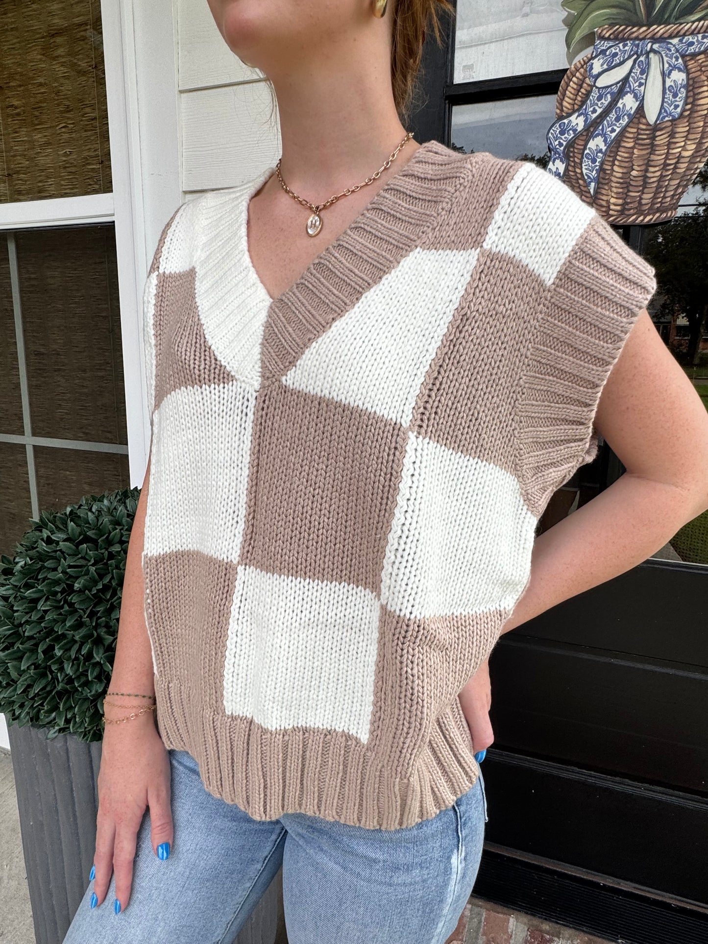 Checkered Sweater Vest