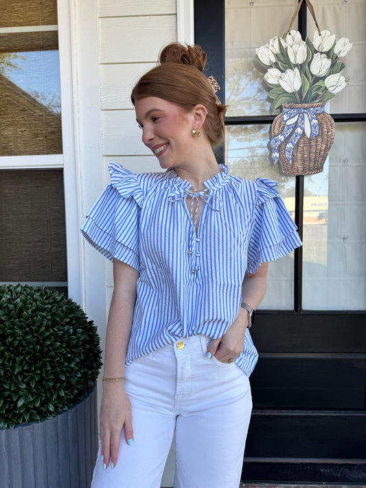 Parker Seersucker Striped Top