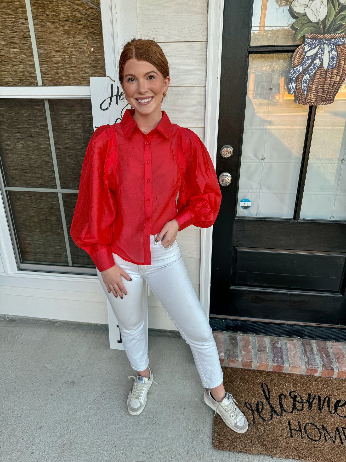 Fiery Flare Puff Blouse