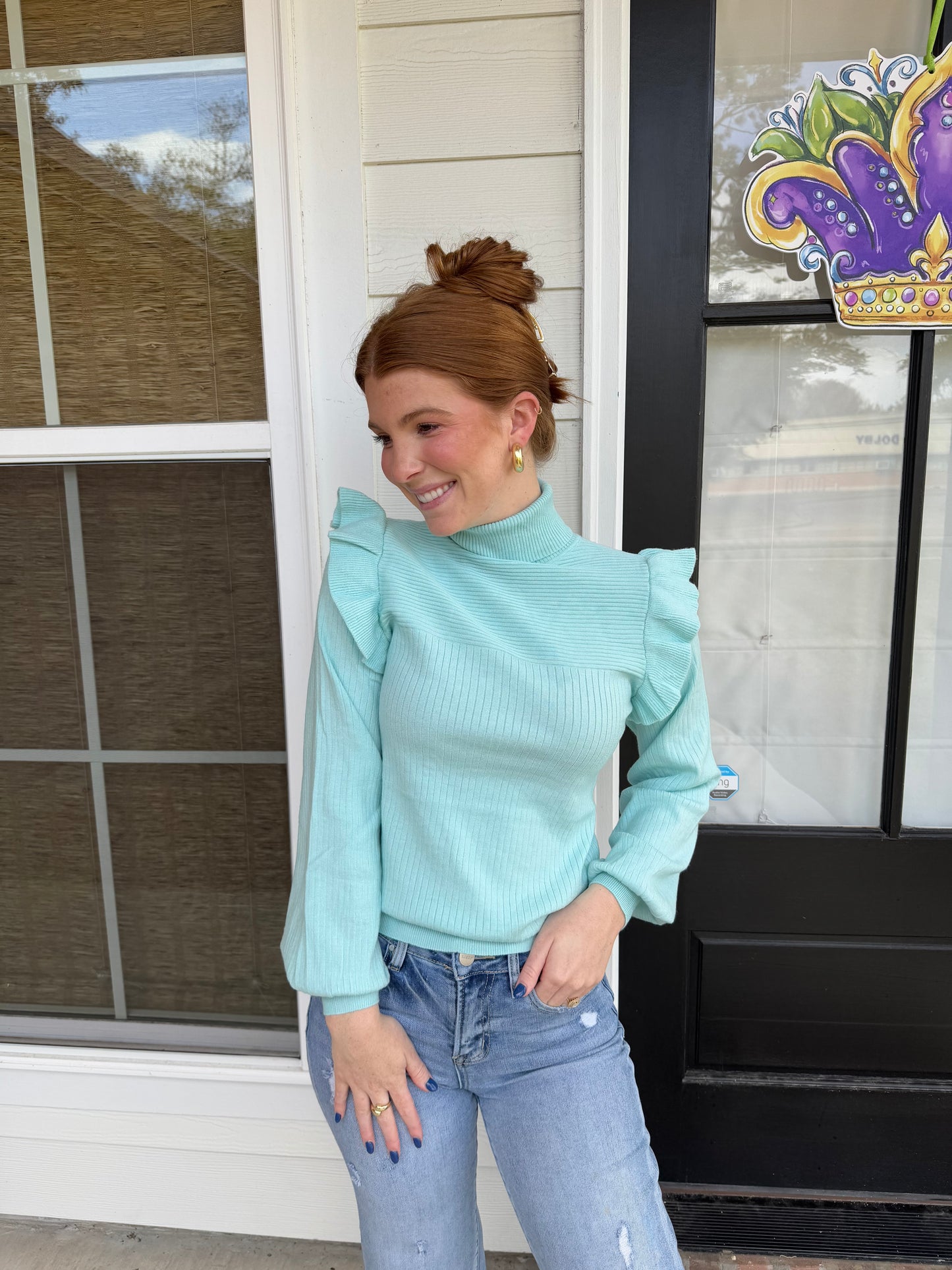 Back to You Ruffle Turtleneck Sweater