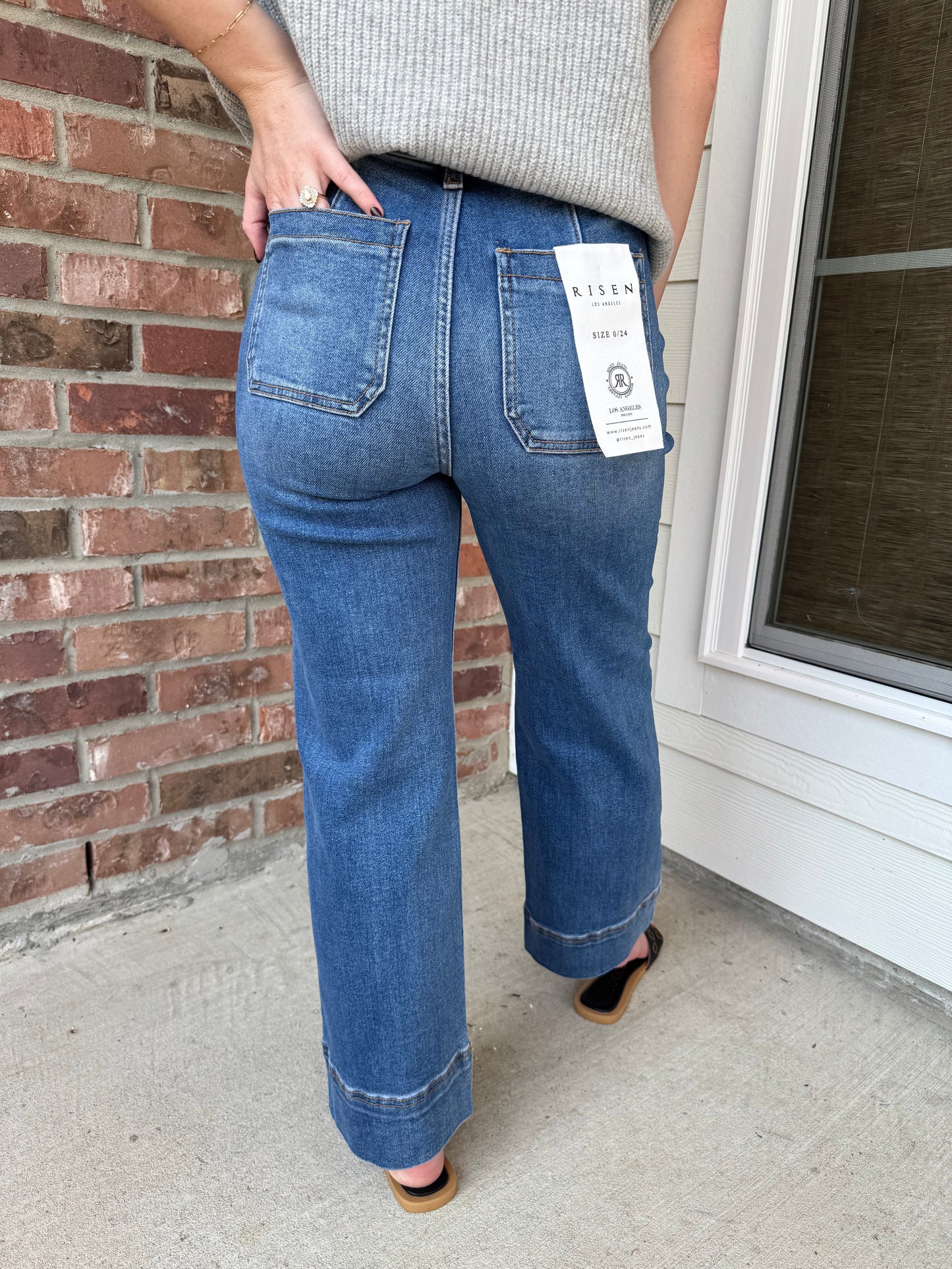Risen High Rise Crop Wide Leg Jeans