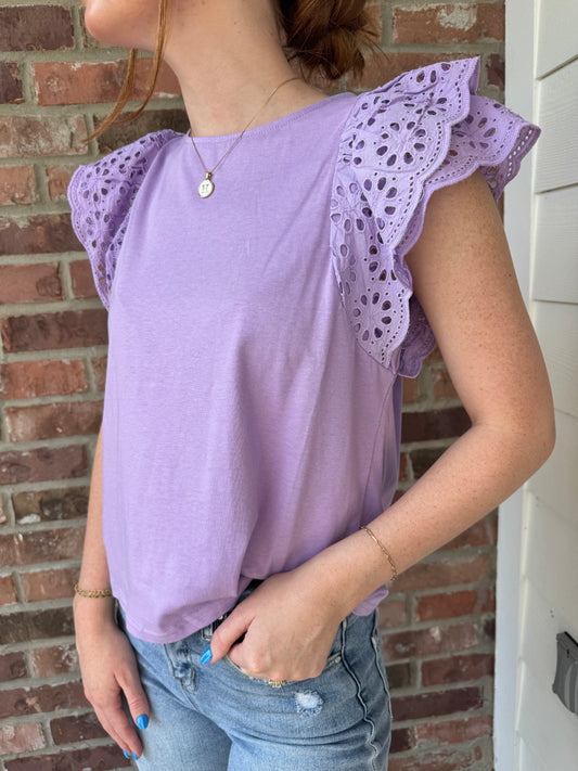 Fields of Lavender Eyelet Top