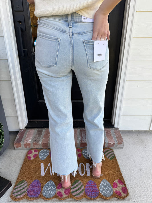 Sav High Rise Light Wash Crop Vervet Jeans