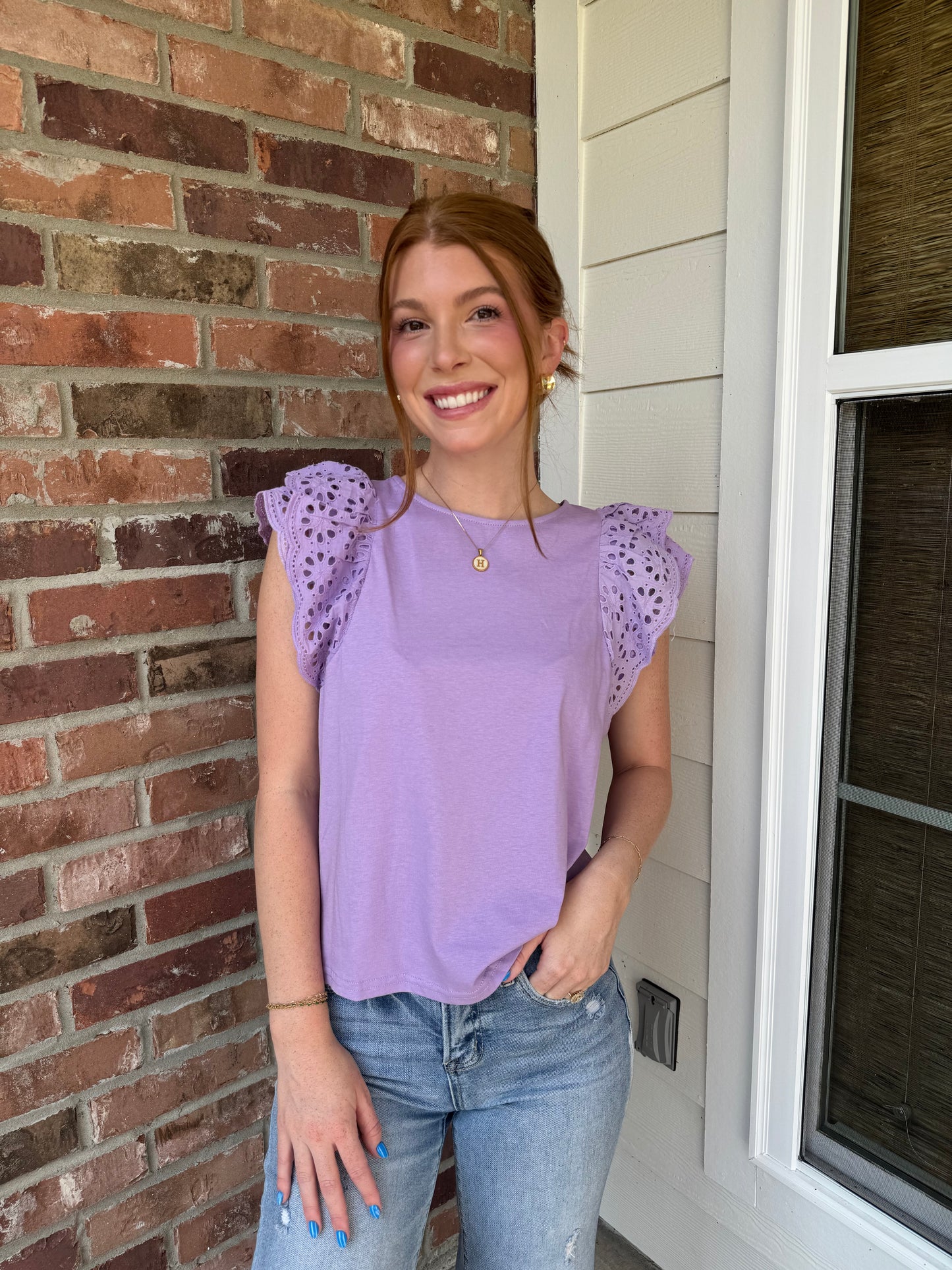 Fields of Lavender Eyelet Top
