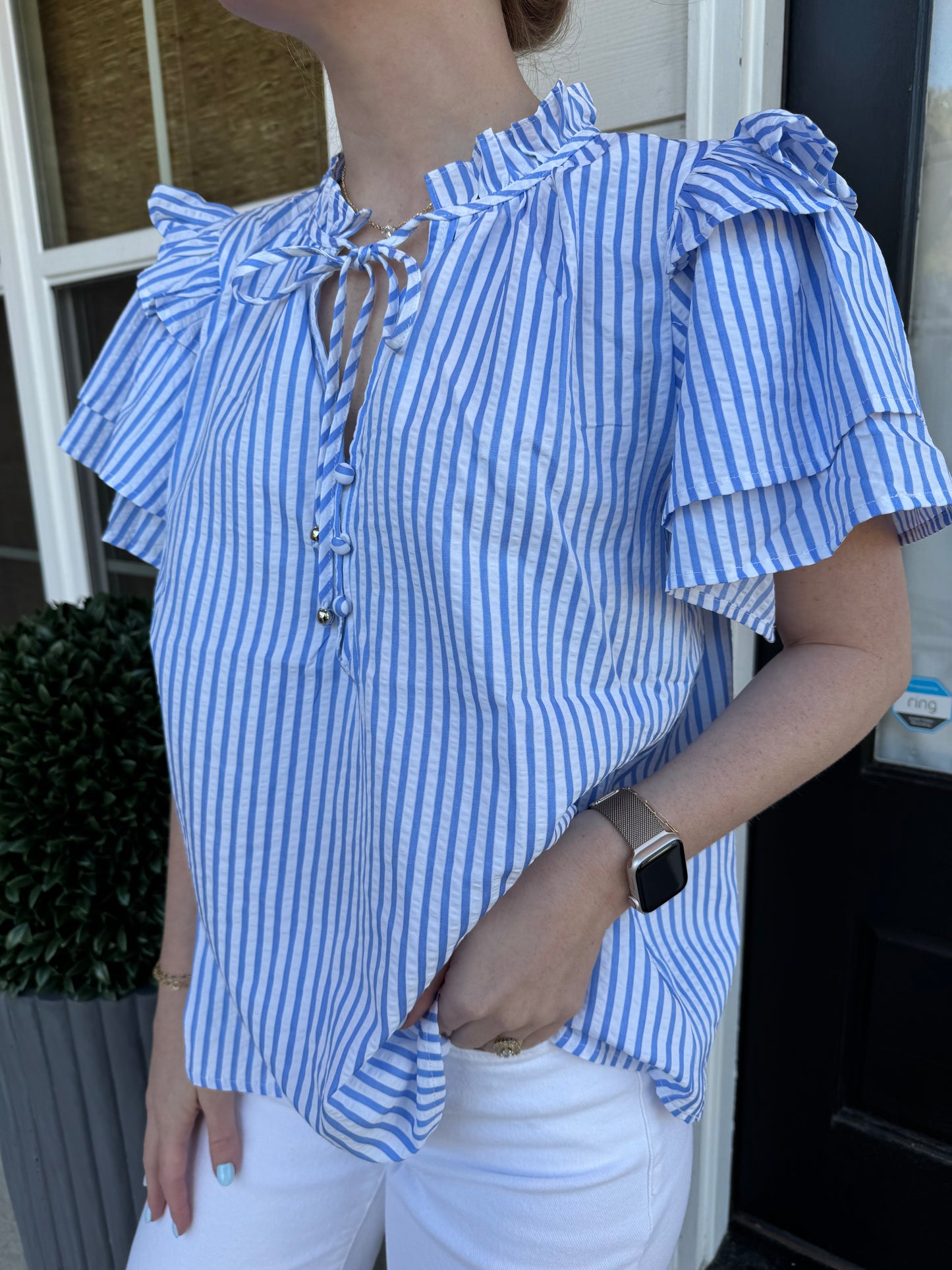Parker Seersucker Striped Top