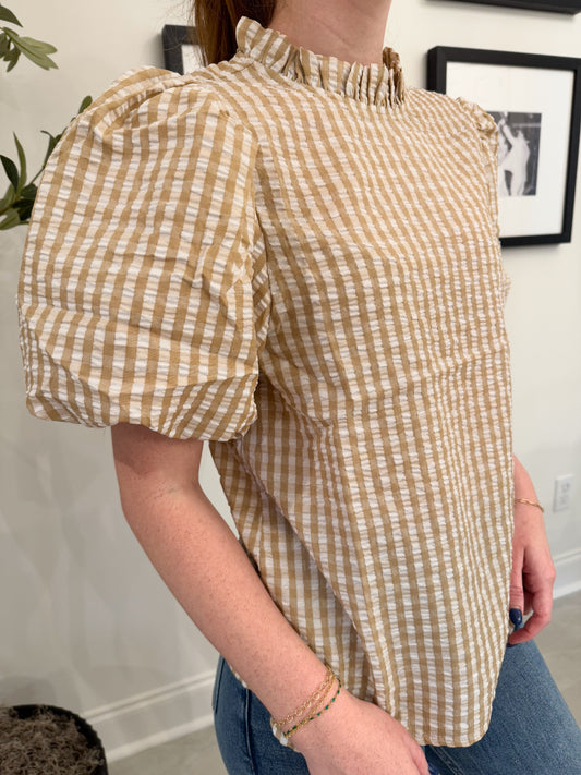 Going Gingham Puff Sleeve Top