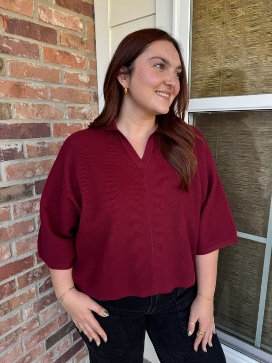 Burgundy Everyday Dream Ribbed Top