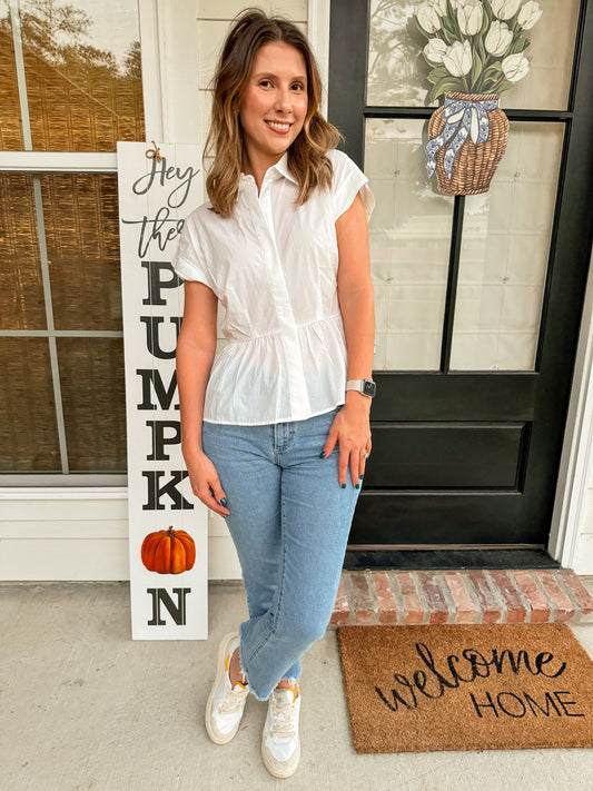 Pretty in White Peplum Top