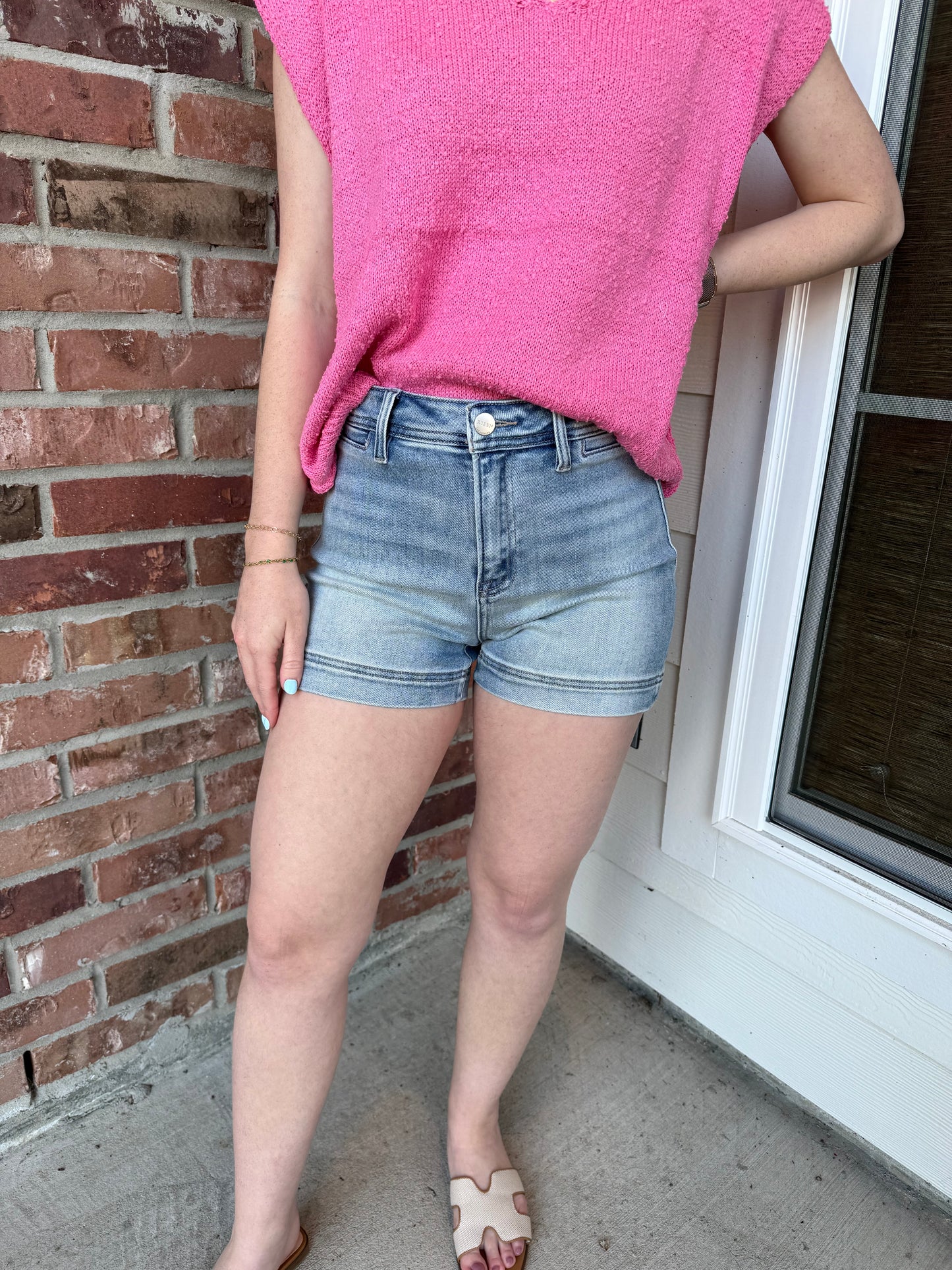 Risen Light Wash High Rise Shorts