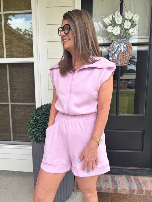 Orchid Scuba Half Zip Romper