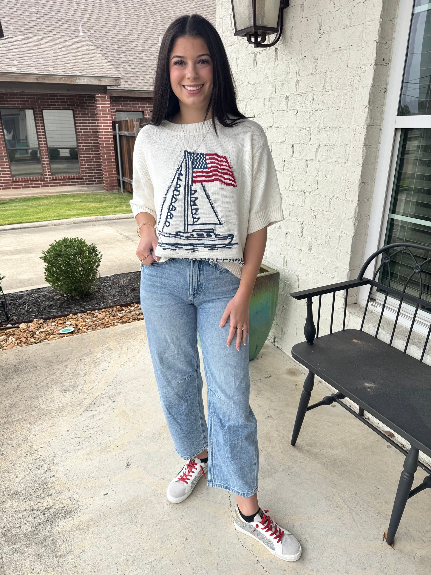 Sailing Into Freedom Graphic Sweater