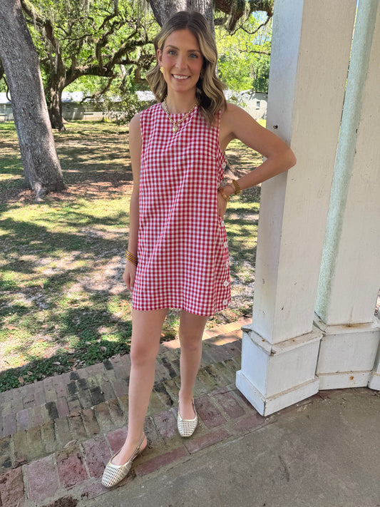 Picnic Date Side Button Gingham Dress