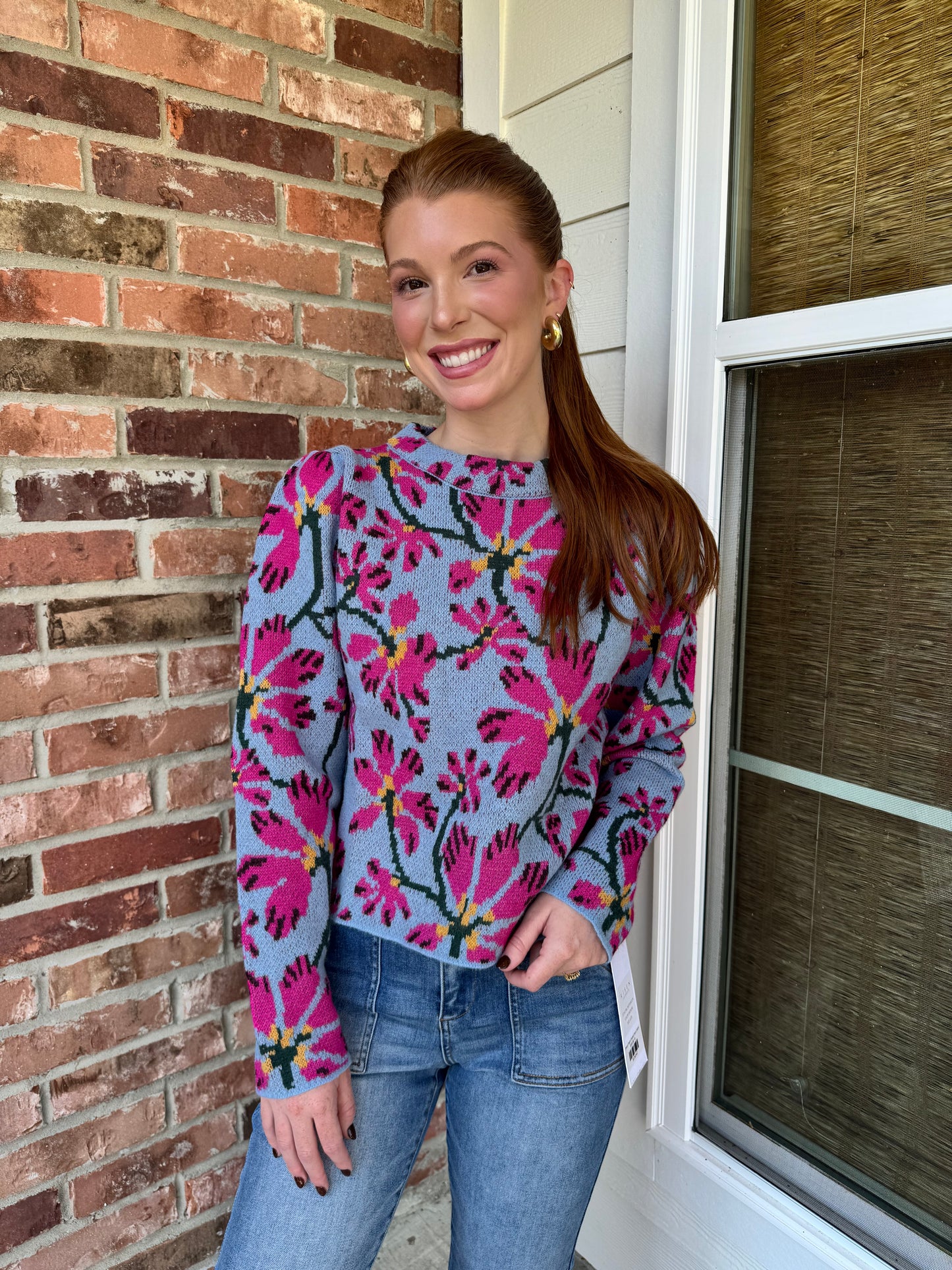 Estelle Floral Mock Neck Sweater