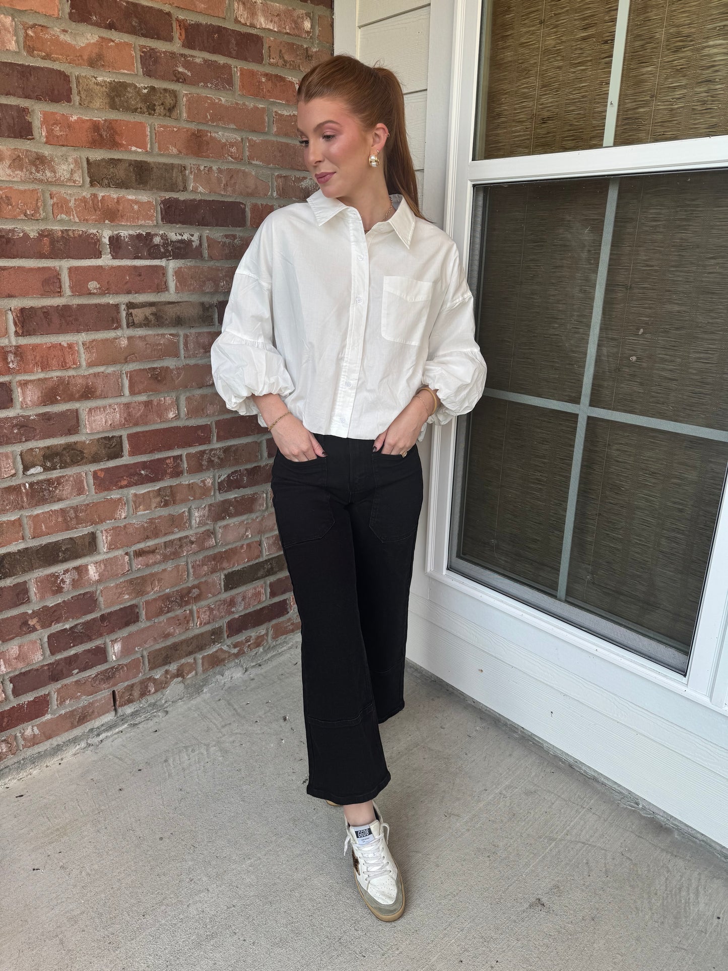 Bubble Over Button Down Top