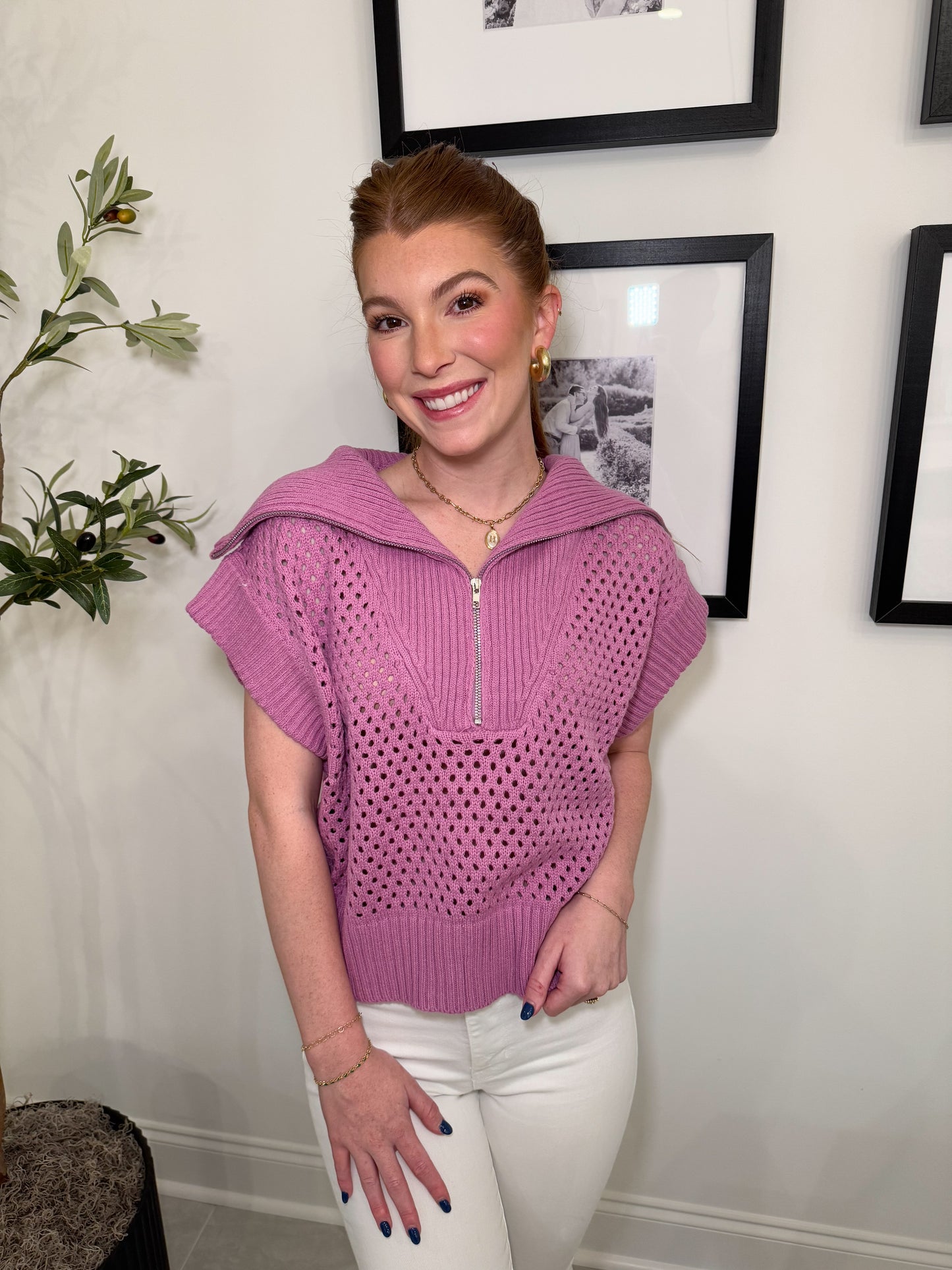 The Piper Collared Half Zip Sweater Top