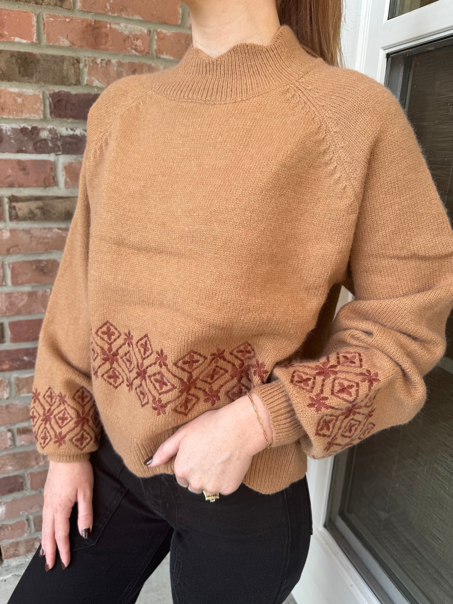 Hayes Embroidered Scalloped Sweater