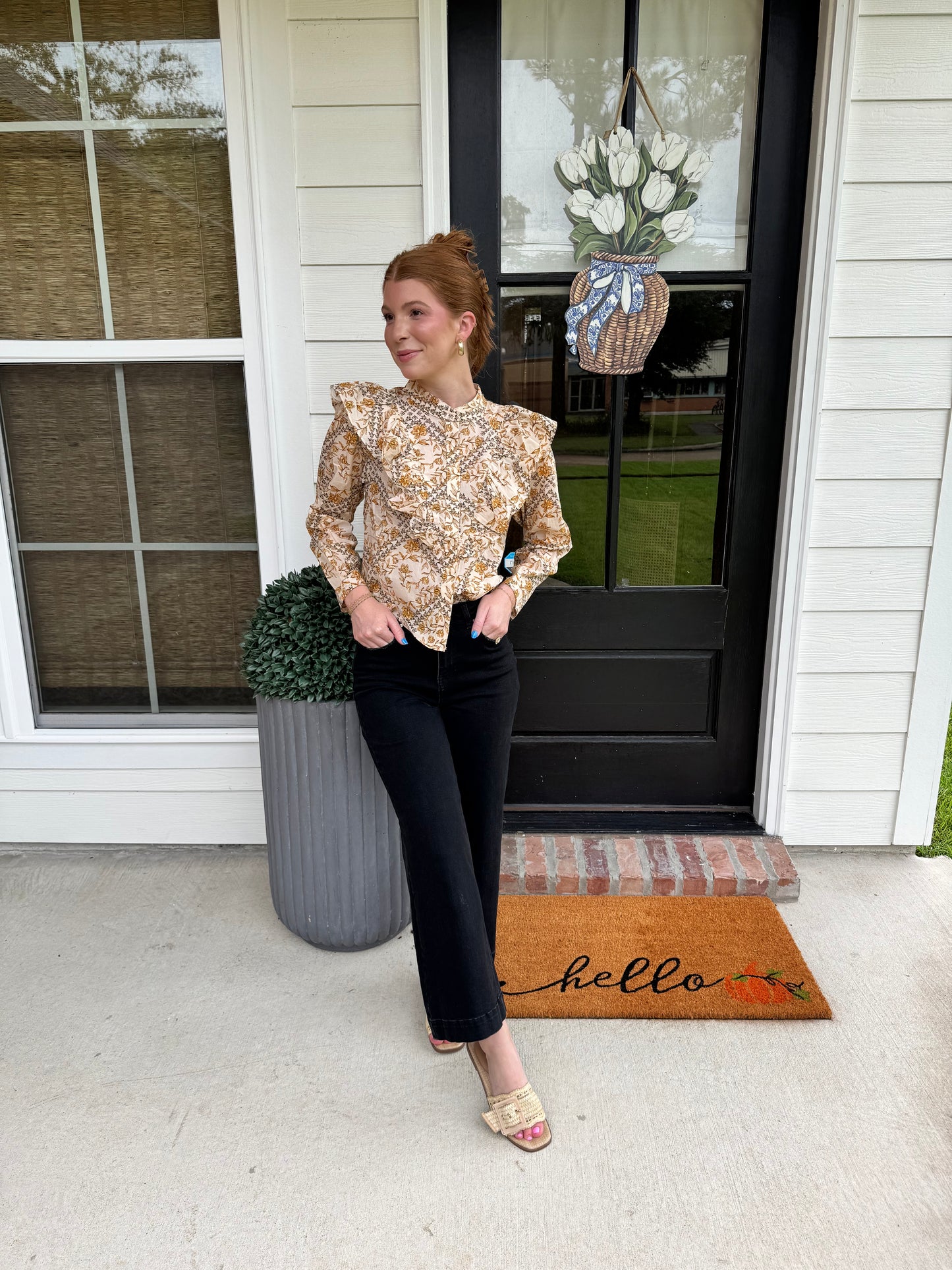 Golden Drift Ruffled Top