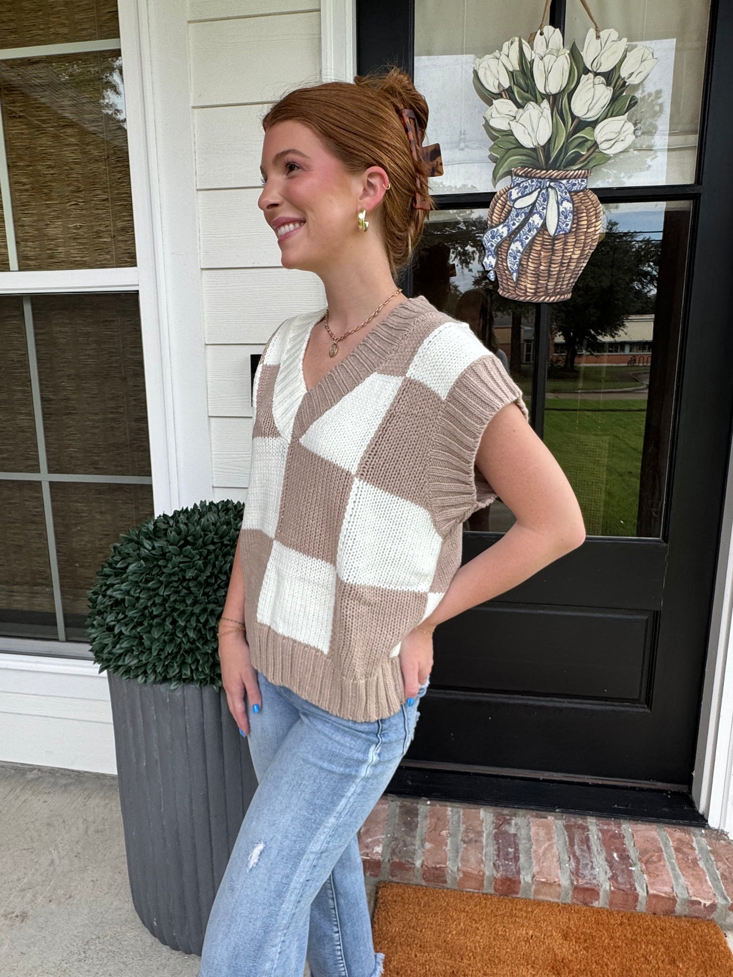 Checkered Sweater Vest