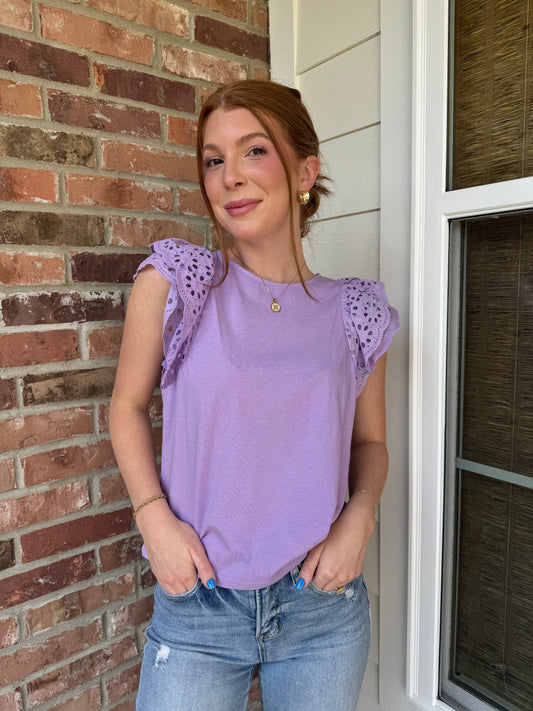 Fields of Lavender Eyelet Top