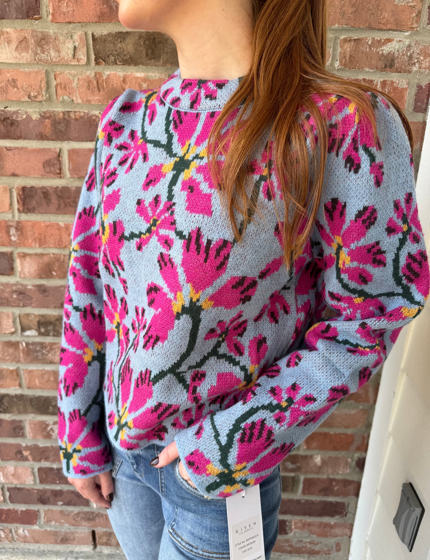 Estelle Floral Mock Neck Sweater
