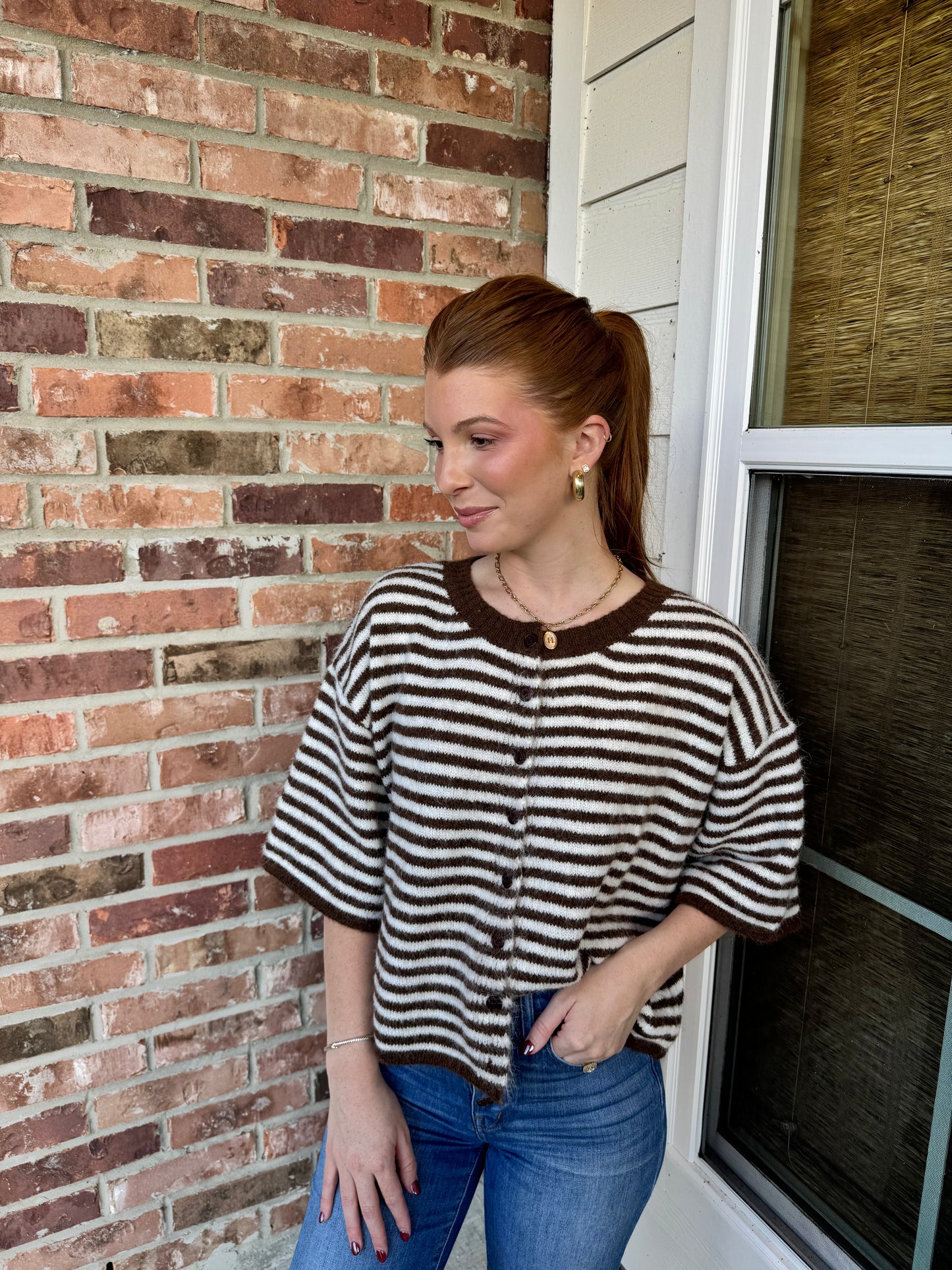 Mocha Striped Soft Knit Sweater