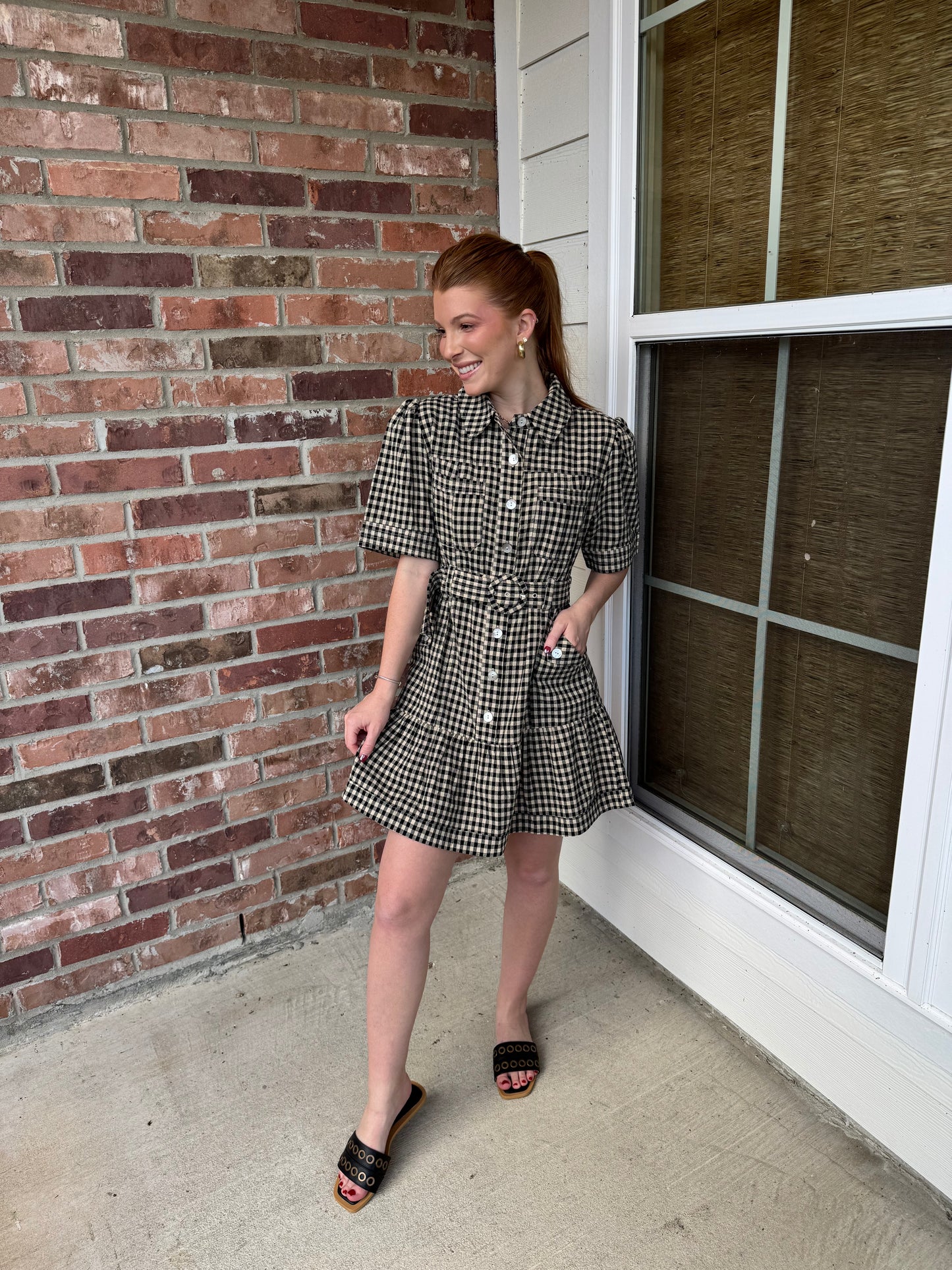 Check Yes Belted Dress