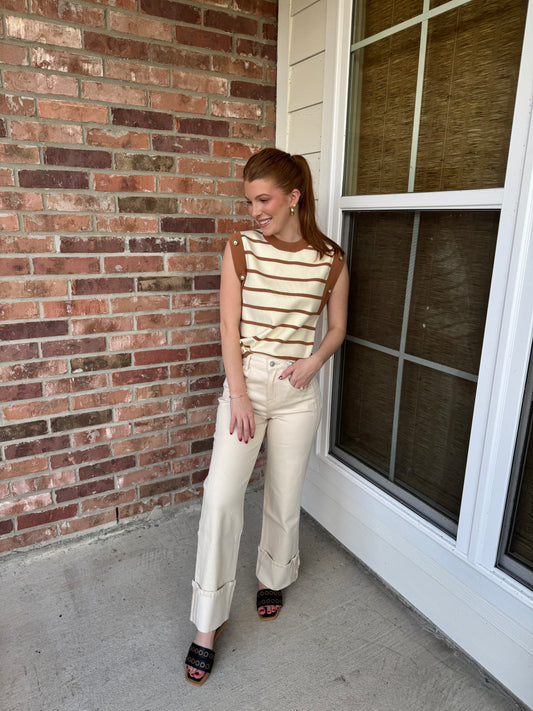 The Riviera Button Detail Top