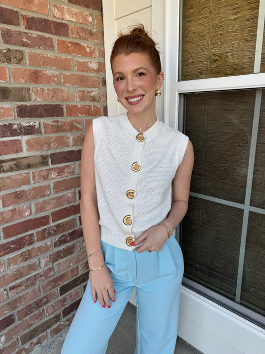 Beach Please Shell Button Down Vest