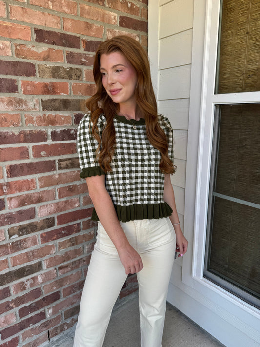 Give Me Gingham Knit Top