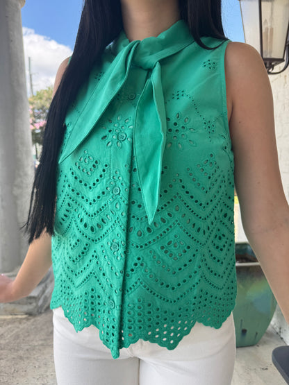 Katie Eyelet Tie Tank