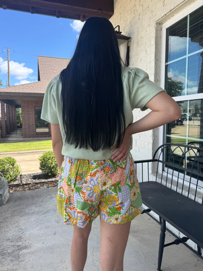 Vacation Vibes Floral Pleated Shorts
