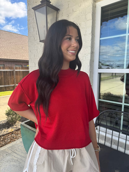 Everyday Red Lightweight Knit Tee