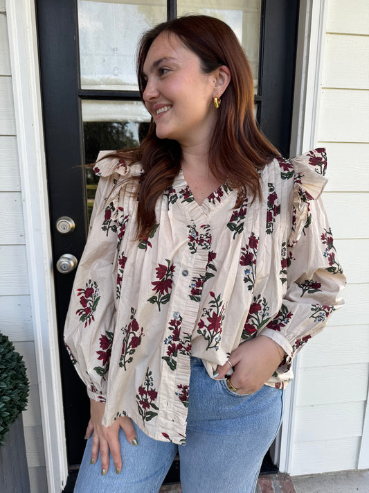 Esme Ecru Smocked Blouse