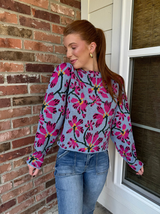 Estelle Floral Mock Neck Sweater