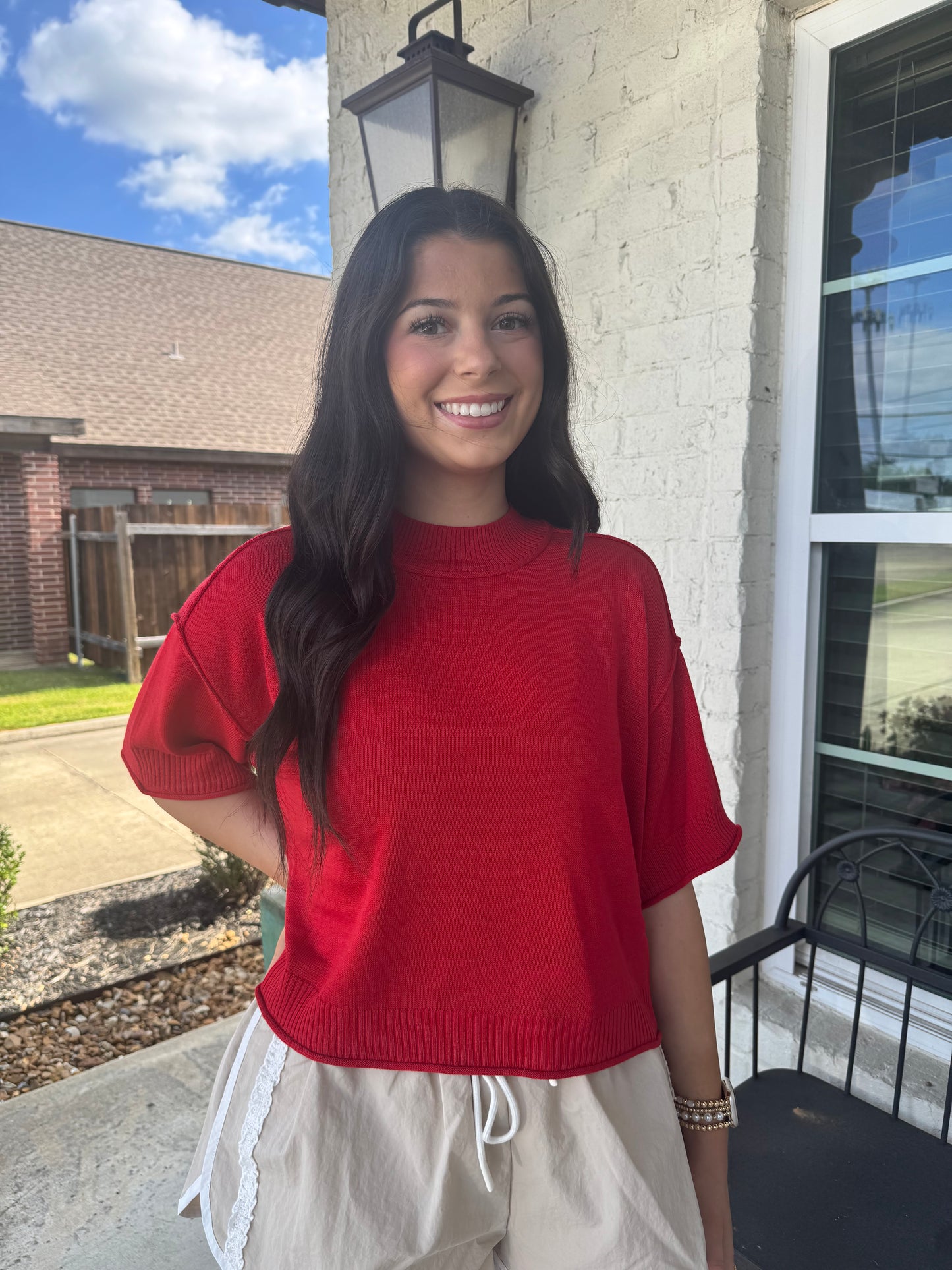 Everyday Red Lightweight Knit Tee