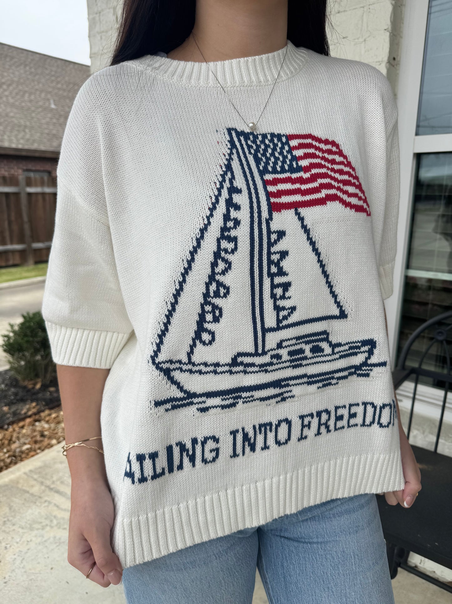 Sailing Into Freedom Graphic Sweater