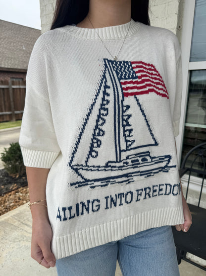 Sailing Into Freedom Graphic Sweater