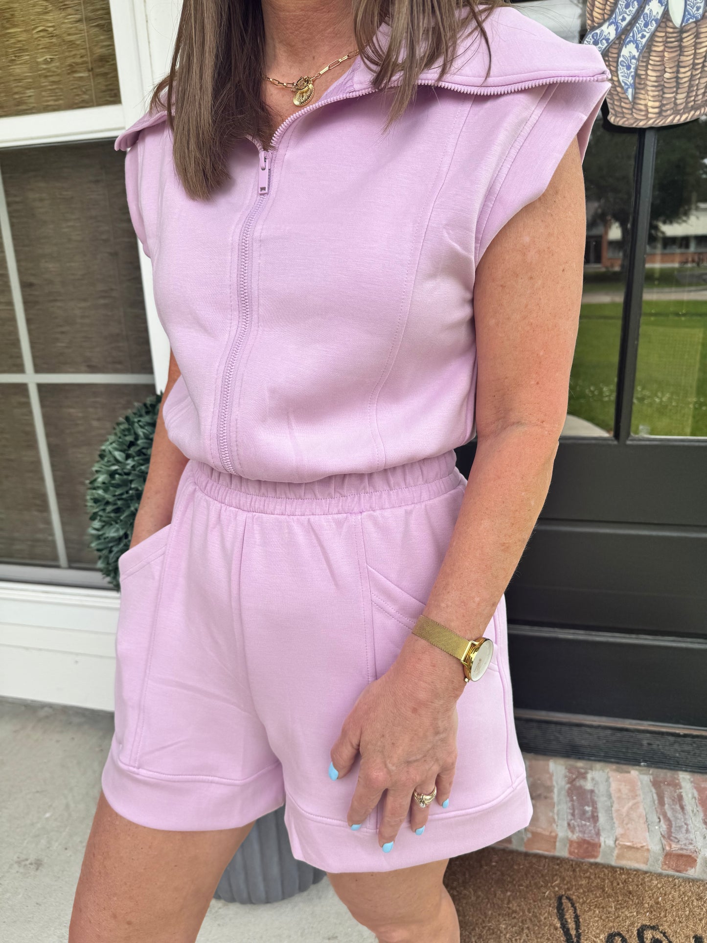 Orchid Scuba Half Zip Romper