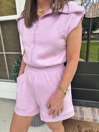 Orchid Scuba Half Zip Romper