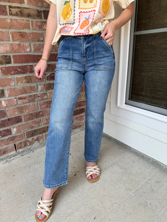 Risen Patch Pocket Flare Jeans