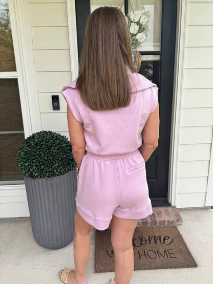 Orchid Scuba Half Zip Romper