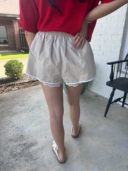 Uptown Athleisure Lace Trim Shorts