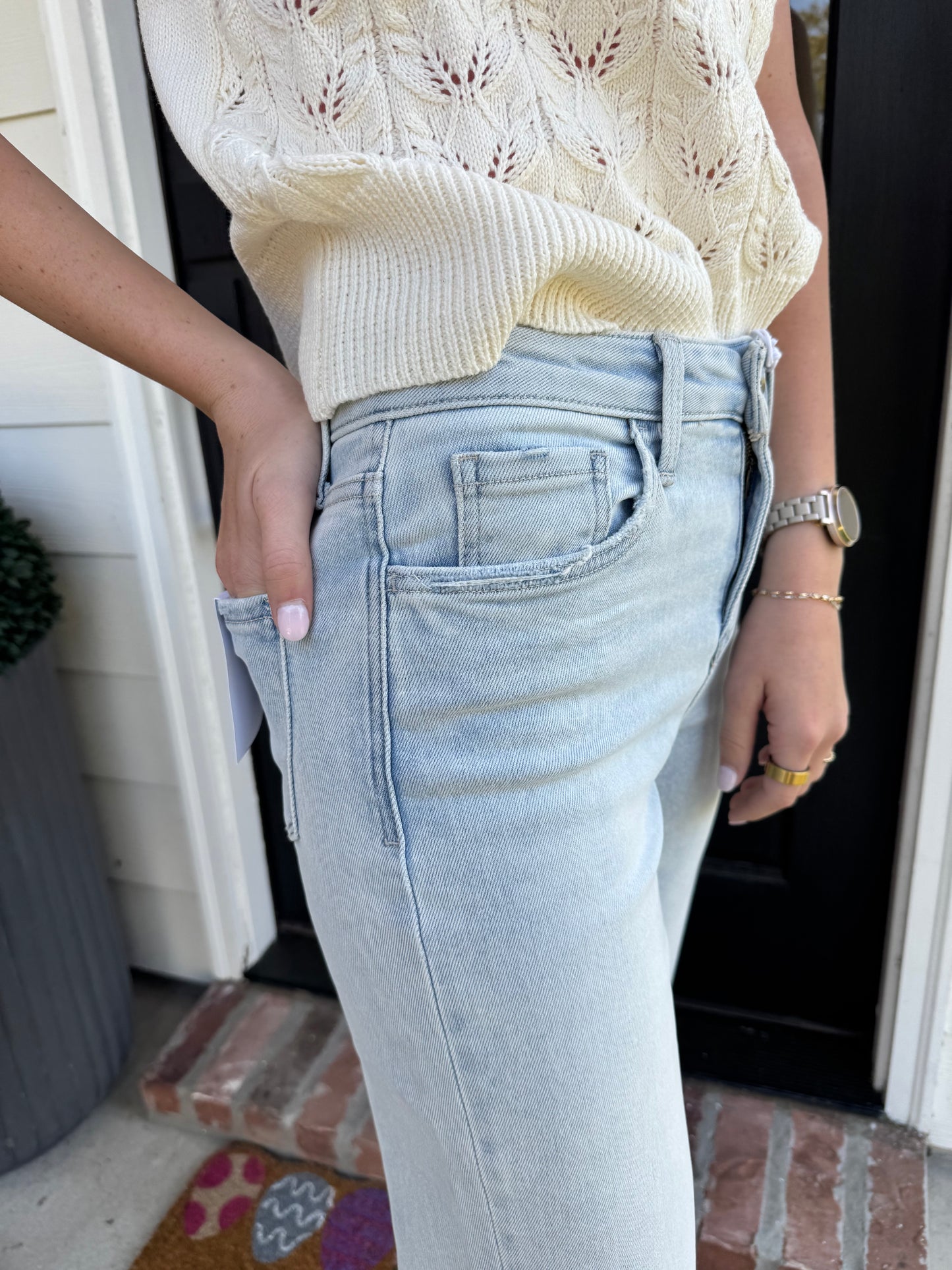 Sav High Rise Light Wash Crop Vervet Jeans