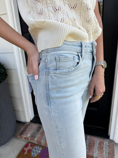 Sav High Rise Light Wash Crop Vervet Jeans