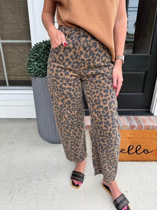 Leopard Barrel Jeans